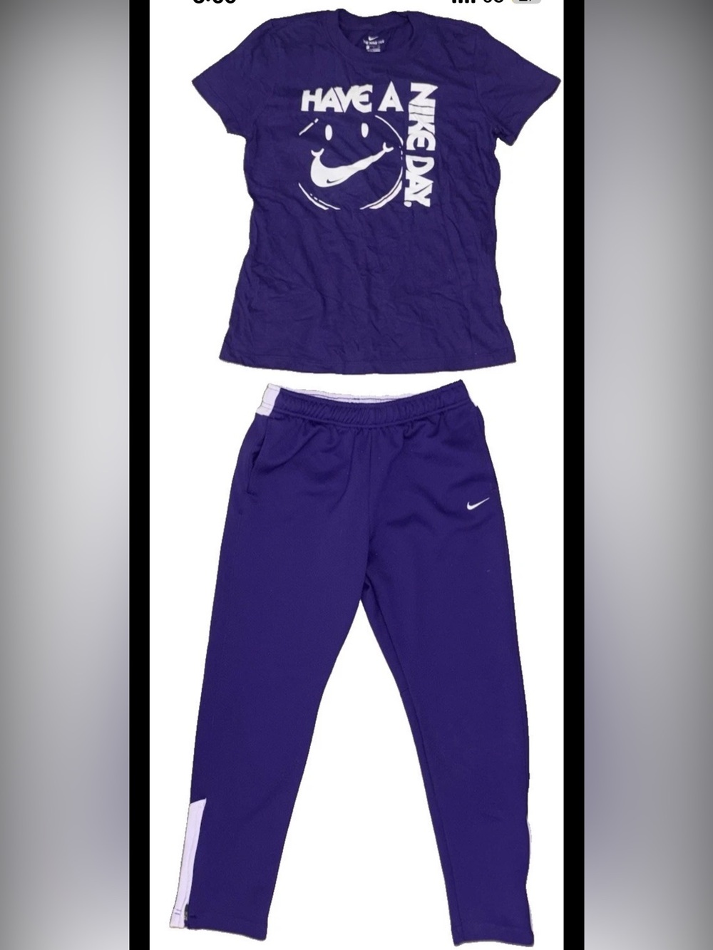 Nike Athleisure 2 PC Matching Set Girls SZ.L Purple Track Pants And Matching Tee